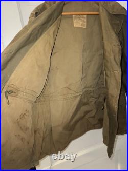 Vintage Original WWII M1943 Field Jacket Army Green HBT WW2 Military Size 38R