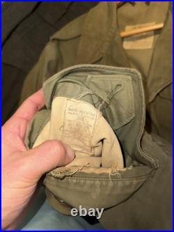 Vintage Original WWII M1943 Field Jacket Army Green HBT WW2 Military Size 38R