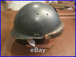 Vintage Original Wwii Ww2 French Army M1937 Armor Vehicle Tank Motorcycle Helmet