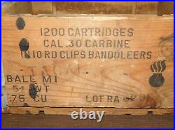 Vintage Seneca Army Depot Ny 30 Cal Carbine Rifle Wood Ammo Box