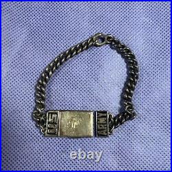 Vintage Sterling Silver WWII US Army Locket Link Bracelet L4