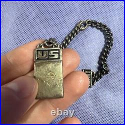 Vintage Sterling Silver WWII US Army Locket Link Bracelet L4