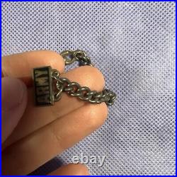 Vintage Sterling Silver WWII US Army Locket Link Bracelet L4