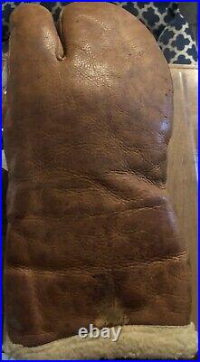 Vintage U. S. Army Air Force Leather Gunner Mittens A-9a Large Wwii Ww2 Usaf B-17