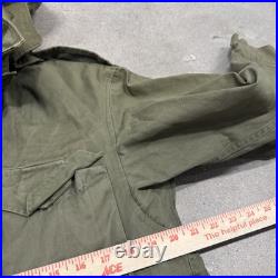 Vintage US Army Jacket Mens Small M-1943 MQ1 Field Coat WW2 WWII Hooded Olive
