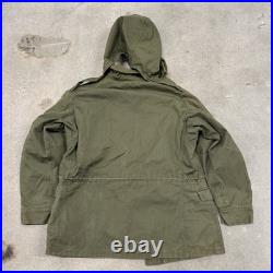Vintage US Army Jacket Mens Small M-1943 MQ1 Field Coat WW2 WWII Hooded Olive