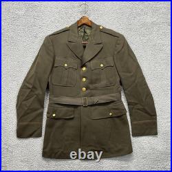 Vintage US Army Officer Service Coat 39R Green Belted Uniform Jacket WWII 1942 Vintage US Army Officer Service Coat 39R Green Belted Uniform Jacket WWII 1942
