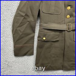 Vintage US Army Officer Service Coat 39R Green Belted Uniform Jacket WWII 1942 Vintage US Army Officer Service Coat 39R Green Belted Uniform Jacket WWII 1942