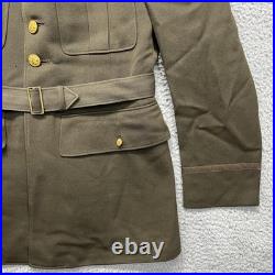 Vintage US Army Officer Service Coat 39R Green Belted Uniform Jacket WWII 1942 Vintage US Army Officer Service Coat 39R Green Belted Uniform Jacket WWII 1942