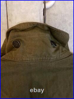 Vintage US Army WWII HBT 13 Star Button Green Military Coveralls Size 38