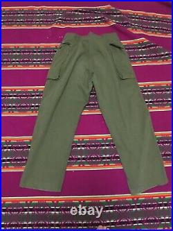 Vintage Us Army Cotton Herringbone Pants 40s Ww2 Military Great Condition
