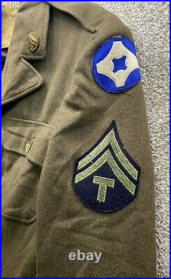 Vintage WW2 Military Ike Jacket Medical Corps Patches Buttons Insignia Size 38