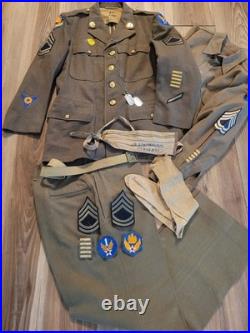 Vintage WW2 US 6th Army Air Corps Uniform Grouping/Pants Belt Dog Tags Lot