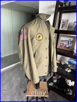 Vintage WW2 USN Original Navy N-4 Green Deck Jacket Vietnam Era Military M