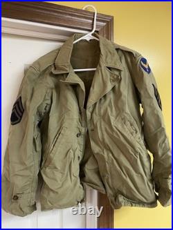 Vintage WW2 WWII US ARMY M1941 M41 FIELD JACKET KHAKI POPLIN COTTON VG See Pics