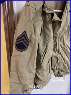 Vintage WW2 WWII US ARMY M1941 M41 FIELD JACKET KHAKI POPLIN COTTON VG See Pics