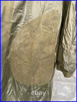 Vintage WW2 WWII US Army Raincoat 1943 OD Rubberized Trench Rain Coat Rubber