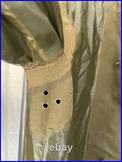 Vintage WW2 WWII US Army Raincoat 1943 OD Rubberized Trench Rain Coat Rubber