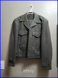 Vintage WWII 1940's US Army Wool'Ike' Military Field Jacket & Trousers