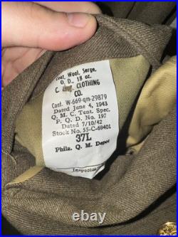 Vintage WWII 1943 C & C CO US Army Wool Jacket 37L (Rare Find)