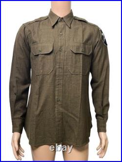 Vintage WWII 1943 US Army M1937 Wool Flannel Shirt 2nd Infantry Division Indianh