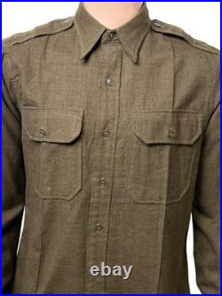 Vintage WWII 1943 US Army M1937 Wool Flannel Shirt 2nd Infantry Division Indianh