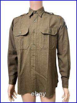 Vintage WWII 1943 US Army M1937 Wool Flannel Shirt 2nd Infantry Division Indianh