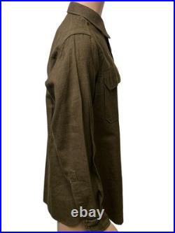 Vintage WWII 1943 US Army M1937 Wool Flannel Shirt 2nd Infantry Division Indianh