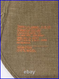 Vintage WWII 1943 US Army M1937 Wool Flannel Shirt 2nd Infantry Division Indianh