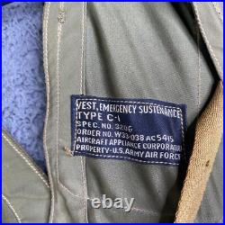 Vintage WWII Army Air Forces TYPE C-1 Emergency Sustenance Vest with Holster USAAF