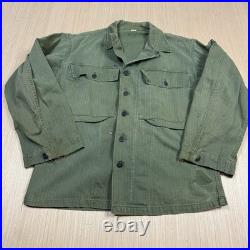 Vintage WWII Army M-43 HBT Field Jacket 1943 Herringbone 13 Star Buttons Size 34