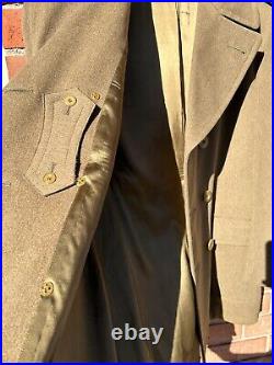 Vintage WWII Army Regulation Officers Wool Overcoat Doeskin Short Style 1942