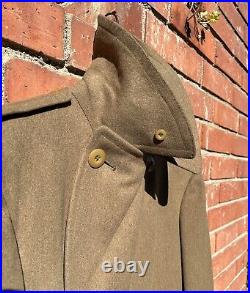 Vintage WWII Army Regulation Officers Wool Overcoat Doeskin Short Style 1942