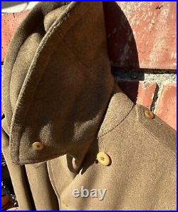 Vintage WWII Army Regulation Officers Wool Overcoat Doeskin Short Style 1942