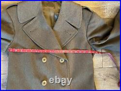 Vintage WWII Army Regulation Officers Wool Overcoat Doeskin Short Style 1942