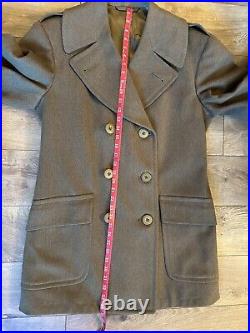 Vintage WWII Army Regulation Officers Wool Overcoat Doeskin Short Style 1942