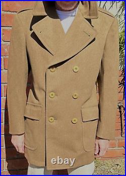 Vintage WWII Army Regulation Officers Wool Overcoat Doeskin Short Style 1942