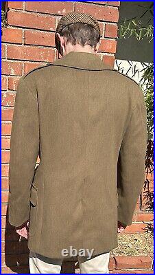 Vintage WWII Army Regulation Officers Wool Overcoat Doeskin Short Style 1942