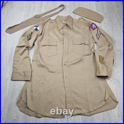 Vintage WWII Bruin Shirt Khaki A5 Fifth Army Ike Uniform Named 1940s