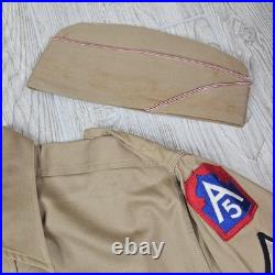 Vintage WWII Bruin Shirt Khaki A5 Fifth Army Ike Uniform Named 1940s