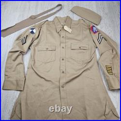 Vintage WWII Bruin Shirt Khaki A5 Fifth Army Ike Uniform Named 1940s