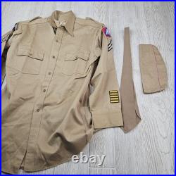 Vintage WWII Bruin Shirt Khaki A5 Fifth Army Ike Uniform Named 1940s