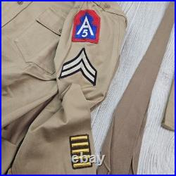 Vintage WWII Bruin Shirt Khaki A5 Fifth Army Ike Uniform Named 1940s