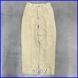 Vintage WWII Button Fly Cotton Army Military Trousers 32x31 Khaki 1940s 40s
