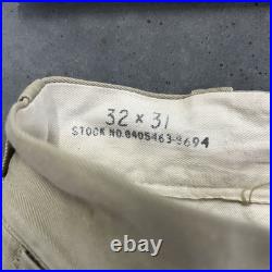 Vintage WWII Button Fly Cotton Army Military Trousers 32x31 Khaki 1940s 40s