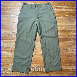 Vintage WWII Cotton Field Trousers Size 40x32 OD Green Cutter Tag Pants US Army