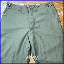 Vintage WWII Cotton Field Trousers Size 40x32 OD Green Cutter Tag Pants US Army