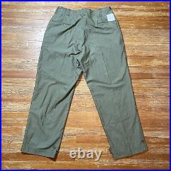 Vintage WWII Cotton Field Trousers Size 40x32 OD Green Cutter Tag Pants US Army