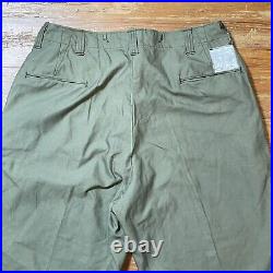 Vintage WWII Cotton Field Trousers Size 40x32 OD Green Cutter Tag Pants US Army