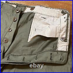 Vintage WWII Cotton Field Trousers Size 40x32 OD Green Cutter Tag Pants US Army